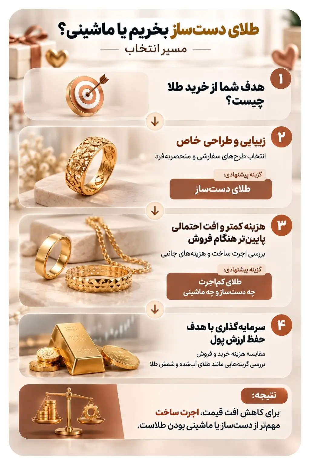 اینفوگرافیک طلای دست ساز یا طلای ماشینی