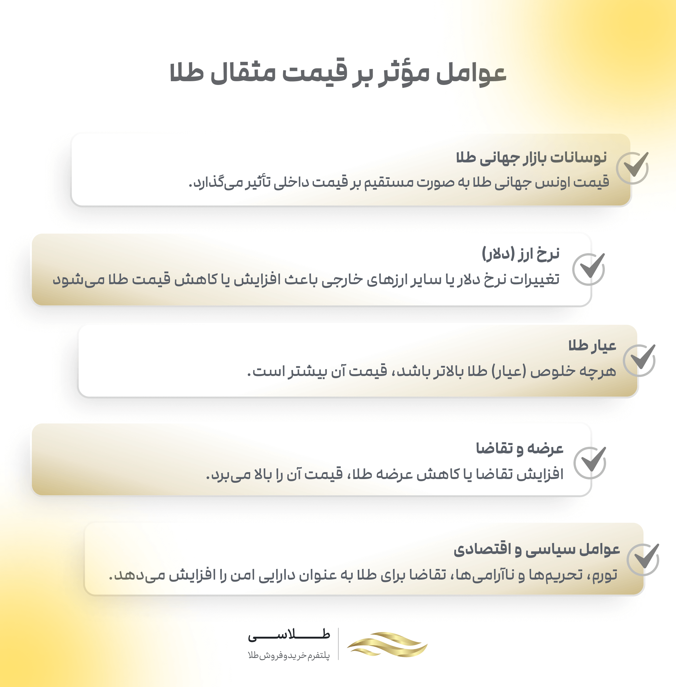 عوامل موثر بر قیمت مثقال طلا