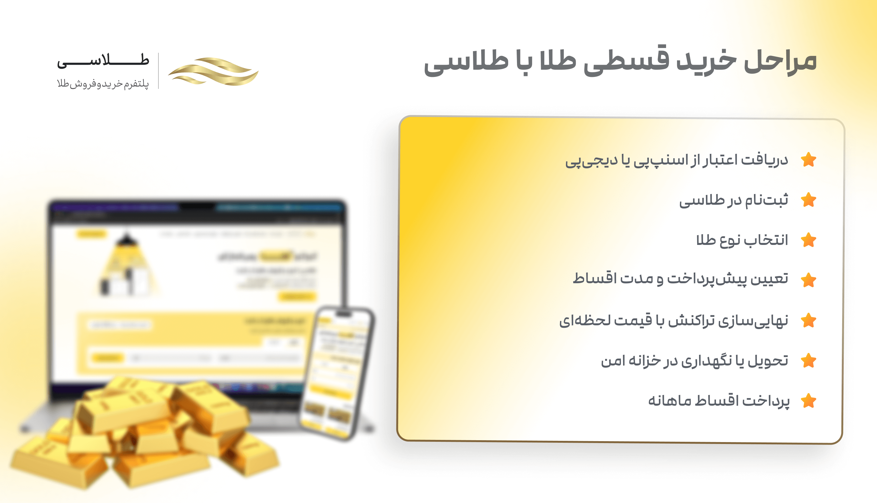 مراحل خرید قسطی طلا از طلاسی